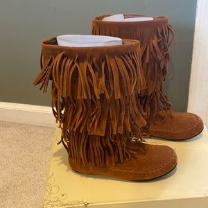 Charles Albert womens Fringee Cognac boot